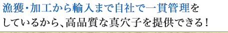 漁獲・加工から輸入まで自社で一貫管理をしているから、高品質な真穴子を提供できる！